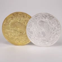 2PCs Chinese Good Luck Gold Silver Commemorative Coins Koi Fish Blessing Wishing Lucky Fortune Souvenirs New Year Gifts 2024 - buy cheap