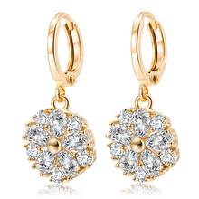 MxGxFam NEW Flowers Zircon Drop Earrings for Women Gold color 18 k  AAA+ CZ Fashion Jewelry 2024 - buy cheap