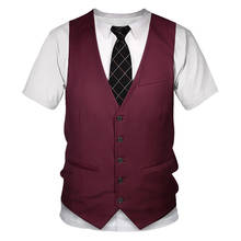 3D T shirt Funny Fake Suit Tuxedo Bow Tie 3D Printed T shirts Men Summer Fashion Short Sleeve Streetwear Fake Suit Vest Tshirt 2024 - buy cheap
