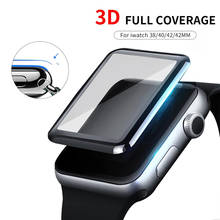 Vidrio Templado HD con borde curvo 3D para Apple Watch Series 3, 2, 1, 38, 42MM, película protectora de pantalla para iWatch 4, 5, 6, 40MM, 44MM, pegamento completo 2024 - compra barato