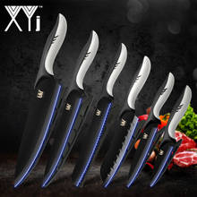 XYj Kitchen Knives Stainless Steel Black Blade Paring Utility Santoku Chef Slicing Bread Knife Cook Cutlery Kitchen Accessories 2024 - buy cheap