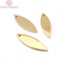 (33643)20PCS 16*5MM thickness 1MM 24K Gold Color Brass Willow Leaf Shape Charms High Quality Diy Jewelry Findings Accessories 2024 - buy cheap