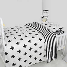 Juego de ropa de cama para bebé, juego de cama de cuna de algodón con patrón de rayas blancas, Incluye funda de edredón y sábana de almohada, 3 uds. 2024 - compra barato