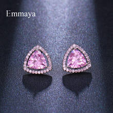 Emmaya-pendientes de circonia cúbica para mujer, modelo exquisito, forma triangular, dos colores con luz de ensueño, piedra púrpura, para fiesta 2024 - compra barato