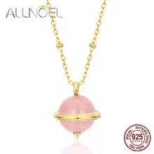 Женское Ожерелье ALLNOEL, ожерелье из стерлингового серебра 925 пробы с натуральным розовым кварцем, лабрадорит, малахитовый драгоценный камень, цепочка для свитера, свадебные ювелирные изделия 2024 - купить недорого