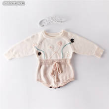 Knitted Baby Romper Newborn Baby Clothes Embroidery Floral Infant Baby Girl Romper Long Sleeve Cotton Baby Boy Romper Jumpsuit 2024 - buy cheap