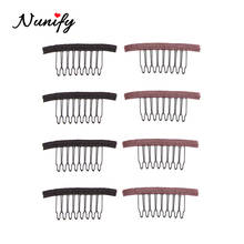 Nunify-Pinzas de pelo de acero inoxidable para extensiones de cabello, pinzas de pelo de 8 dientes, color negro y marrón, barata, 6 unidades 2024 - compra barato