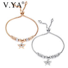 V.YA Hollow Bead Star Jewelry Bracelet Adjustable  Rose Gold Lady Stainless Steel Bracelets Lover Friend Birthday Gifts 2024 - buy cheap