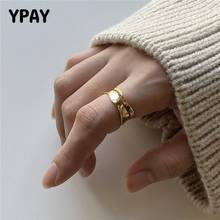 YPAY 100% Genuine 925 Sterling Silver Wave Curve Rings for Women Japan Korea INS Irregular Adjustable Finger Ring Gift YMR1010 2024 - buy cheap