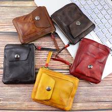 Genuine Leather Coin Purse Vintage Mini Zipper Wallets Case Storage Bag Card Holder Pocket for Men Women 2024 - buy cheap