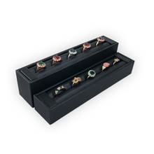 Slot Ring Display Strip Black Brushed Pu Leather Diamond Ring Display Bracket Jewelry Counter Ring Display Rack 2Pcs / Set 2024 - buy cheap