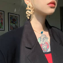 Brincos vintage estilo chinês dragon em formato de botão, brincos femininos punk da moda, bijuteria com totem de animais, presente 2024 - compre barato