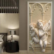 Самоклеящиеся наклейки на дверь из ПВХ, 3D рельефная скульптура ангела, Настенные обои для спальни, водонепроницаемые наклейки, плакат, Papel De Parede 3 D 2024 - купить недорого