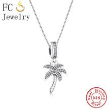 FC Jewelry 925 Sterling Silver Palm Tree Mix Clear Zirconia Crystal Stone Necklaces & Pendants Women Femme Chain Choker Trinket 2024 - buy cheap