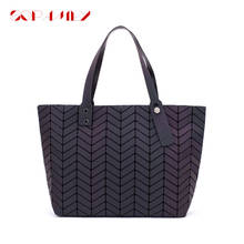 2021 Fashion Bags Women Handbag Totes Geometry Plain Folding Shoulder Bags Luminous Bao Bags Clutch Hologram bolsa feminina 2024 - buy cheap