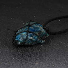 Irregular Natural Stone Genuine Blue Apatite Phosphorite Pendant Necklace Handmade Wrap Braid Necklace Women Men Energy Jewelry 2024 - buy cheap