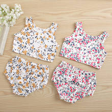 0-18M Summer Infant Newborn Baby Girls 2pcs Outfits Suits Cute Floral Printed Sleeveless Tanks Tops + Shorts Sets 2024 - buy cheap