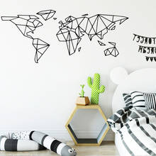Adesivo de parede mapa mundi personalizado, estilo desenho animado, para sala de estar, quarto infantil, decalques em vinil 2024 - compre barato