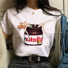 Nutella Print T Shirt Women Harajuku Kawaii Fashion Graphic T-shirt 90s Girls Cute Cartoon Tshirt Korean Style Tops Tee Femme 2024 - buy cheap