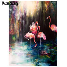 5d diy pintura diamante flamingo na água diamante mosaico ponto cruz quadrado/broca redonda strass decoração da sua casa imagem 2024 - compre barato