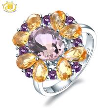 Hutang 925 Silver ring with stone, Gemstone Ametrine Citrine Amethyst Fine Rings for Women, Jewelry for Gift 2024 - buy cheap
