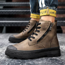 Botas de invierno de cuero de vaca para hombre, zapatos de nieve cálidos, hechos a mano, estilo Retro 2024 - compra barato