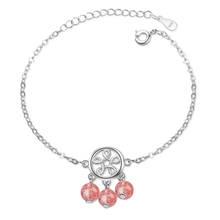 ModaOne Natural Strawberry Crystal Tassel Bracelet For Women Girl Gift 925 Sterling Silver Hollow Flower Bracelet 2024 - buy cheap