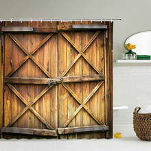 Занавеска для душа в стиле ретро, деревянная дверь в стиле рустикального старого дерева, водонепроницаемая занавеска для ванной, с крючком, декоративная моющаяся ткань, экран для ванной 2024 - купить недорого