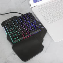 Мини Проводная игровая клавиатура с RGB подсветкой 35-клавишная Проводная компьютерная геймерская Клавиатура эргономичная Одноручная клавиатура для ПК ноутбука игры 2024 - купить недорого