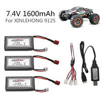 Original battery For 9125 144001 Remote Control Rc Car Spare Parts 7.4v 1600mah Lipo Battery XLH 9125 battery 1600mah 7.4V 2024 - buy cheap