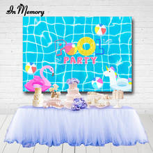 InMemory Swimming Pool Party Backdrops Blue Water Flamingo Unicorn Toys Kids Summer Birthday Photography Backgrounds 7x5ft 2024 - buy cheap