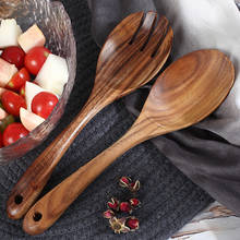 2Pcs/Lot Wooden Salad Stirring Fork Large Non Stick Serving Spoon Set Kitchen Utensils Long Handle Soup Spoon Ladle Tableware 2024 - buy cheap