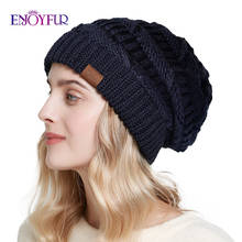 ENJOYFUR Slouchy Caps For Winter Women's Autumn Hat Oversize Beanies For Girls Fashion Female Cap 2024 - buy cheap