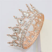 Tiara para noiva com cristal, acessório de joia para cabelo de noiva, formato de ouro rosa 2024 - compre barato