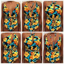 Sexy Print Brazilian One Piece Swimsuit Swimwear Women Floral High Waist Bikini Bodysuit Bathing Suit maillot de bain femme 2024 - buy cheap