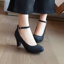 Plus Size 34-48 Block Heels Platform Shoes Women Pumps 2019 Black White Heels Mary Jane Shoes Ladies Wedding Shoes Bride 2024 - buy cheap