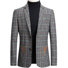Blazer masculino com xadrez, casamento esportivo masculino, jaqueta slim, estilo britânico, para outono e primavera 2024 - compre barato