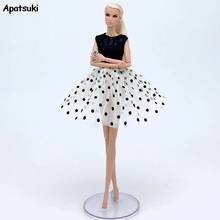 Vestido de lunares negros de una pieza, ropa para muñecas Barbie, trajes de encaje sin mangas para muñecas Barbie 1/6, ropa informal, 1 ud. 2024 - compra barato