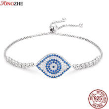TONGZHE Bracelets for Women 2018 Fashion 925 Sterling Silver Jewelry Men's Bracelet Cubic Zircon Blue Evil Eye Bracelet 2024 - buy cheap