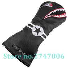 1pc Black PU Leather with Shark Embroidery Golf Club Driver Head Cover Golf Driver Wood Headcover 2024 - buy cheap