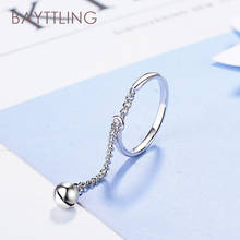 BAYTTLING Silver Color Simple Bell Chain Open Ring For Woman Fashion Wedding Jewelry Couple Gift 2024 - buy cheap