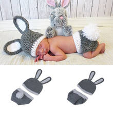 2021 Easter Boy Girl Rabbit Costume 2pcs Set Girl Clothes Newborn Photography Props Crochet Baby Easter Photoshoot Baby Outfit 2024 - buy cheap