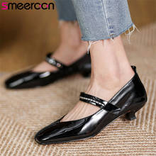 Smeeroon 2021 New Fashion Single Shoes Women Pumps Patent Leather Crystal Square Toe Comfortable Sweet Casual Shoes Ladies 2024 - buy cheap