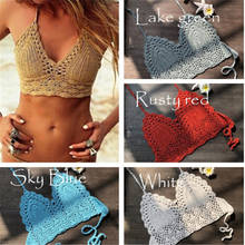 Fashion Women Bralette Halter Neck Crop Top Knit Crochet Cami Summer Bikini Beach Crop Tops 2024 - buy cheap