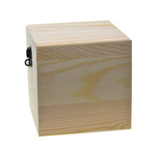 Caixa de madeira inacabada, caixa de joias de madeira quadrada com caixa de fecho de bloqueio 2024 - compre barato