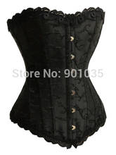 Free shipping A1221-1 Black Satin Lace Up Corset Boned Corset Bustier  plus size corset size S-6XL 2024 - buy cheap
