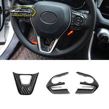 ABS Carbon Fibre For Toyota RAV4 RAV 4 2019 2020 Car Accessories Steering Wheel Button Frame Cover Trim Car Sticker Styling 3Pcs 2024 - buy cheap