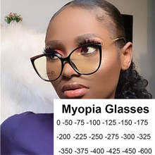 -1.0 -1.5 to -6.0 Women Fashion Cat Eye Myopia Glasses 2021 Cute Eyeglasses Frames Students Anti Blue Light Metal Clear Glasses 2024 - buy cheap