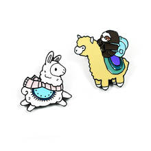 Забавная эмалированная булавка с альпакой, мультяшное животное, Маленькая женская одежда, рубашка, украшения, подарок для детей, друзей 2024 - купить недорого