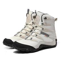 Botas de neve unissex para caminhada, botas à prova d'água de couro genuíno com forro de lã e antiderrapante para trilha e montanha 2024 - compre barato